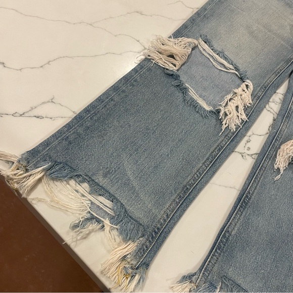 We The Free Distressed Button Fly Distressed Blue Denim Jeans - Picture 11 of 15